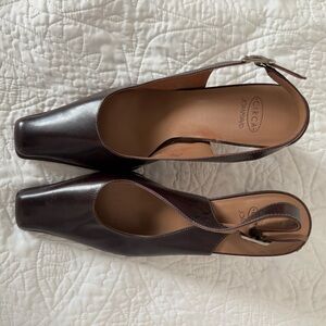 Coach brown buckle heels. Size 9 1/2